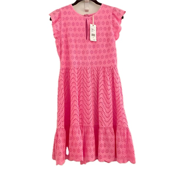 Vineyard Vines Dresses & Skirts - Vineyard Vines Allamanda Floral Eyelet Dress Pink Wave Size 2 Flutter Sleeve New